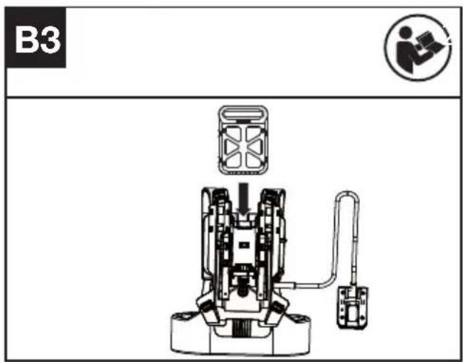 KRESS KC240.9 - Branchement du taille-haie au harnais dorsal (non fournie) (Voir Fig. B3, B4, B5) - 1