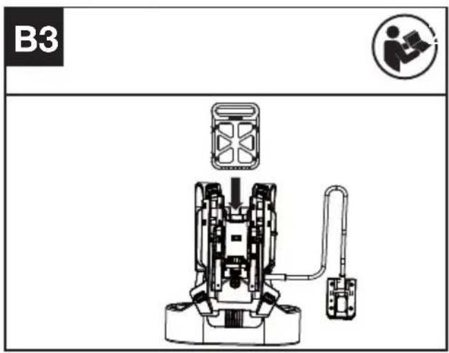 KRESS KC240.9 - De heggenschaar met het rugzakharnas verbinden (niet bijgeleverd) (Zie Fig. B3, B4,B5) - 1