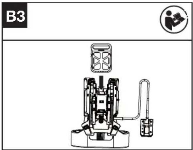 KRESS KC240.9 - Tilkobling af hækklipper på rygsele (medfølger ikke) (Se Fig. B3, B4, B5) - 1