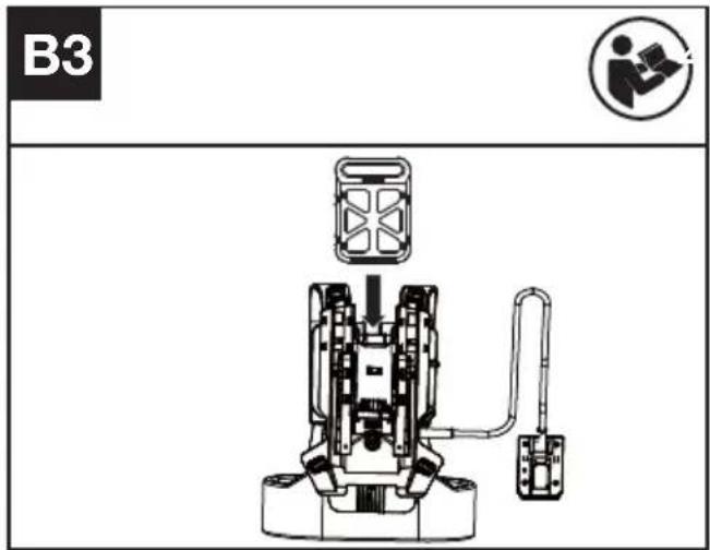 KRESS KC270.9 - Collegamento del tosasiepi all'imbracatura per zaino (non inclusa) (Vedi Fig. B3, B4, B5) - 1