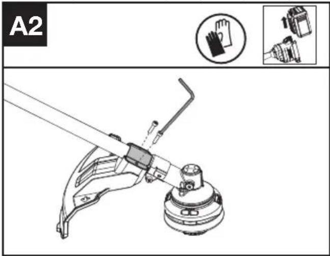 KRESS KAC105 - Montering av skärhuvudet (Se Figur A1) - 2