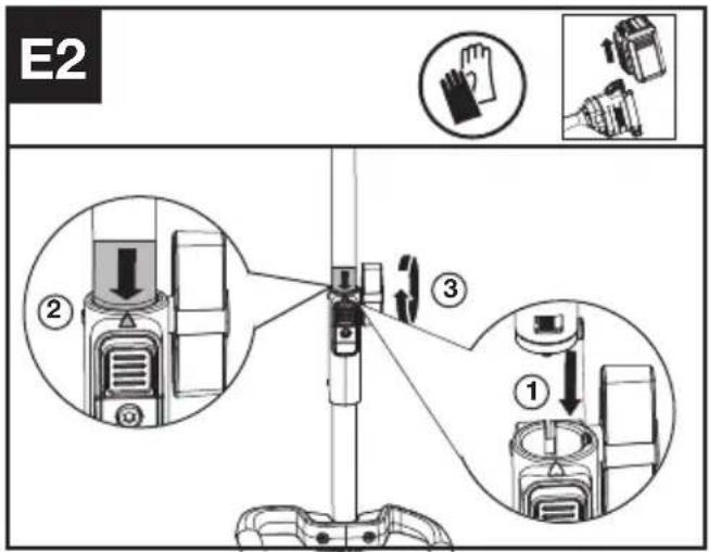 KRESS KAC105 - Montaje y desmontaje del accesorio de cabezal motorizado. (véase las Fig. E1, E2, E3) - 2