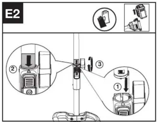 KRESS KAC105 - Montering och demontering av krafthuvudtillsatsen. (Se Figur E1, E2, E3) - 2