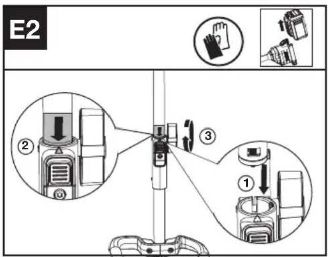 KRESS KAC105 - Montagem e desmontagem do acessório da cabeça motorizada. (ver a Fig. E1, E2, E3) - 2