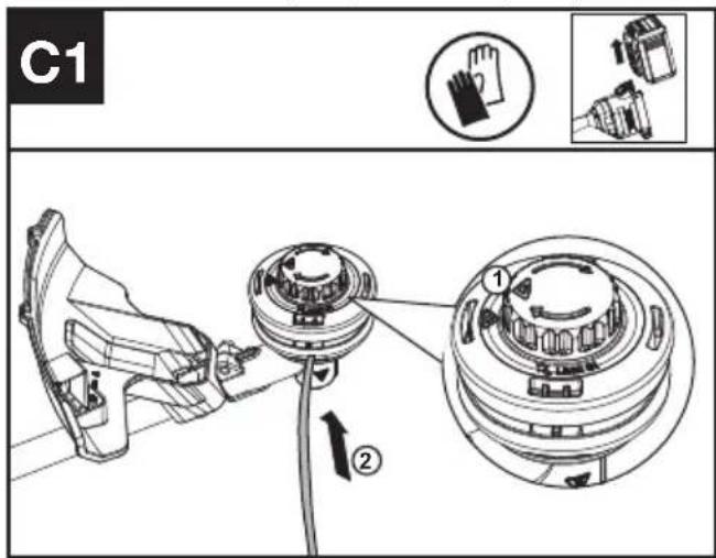 KRESS KAC105 - Enrollando el hilo del cortabordes (Ver Fig. C1, C2, C3) - 1