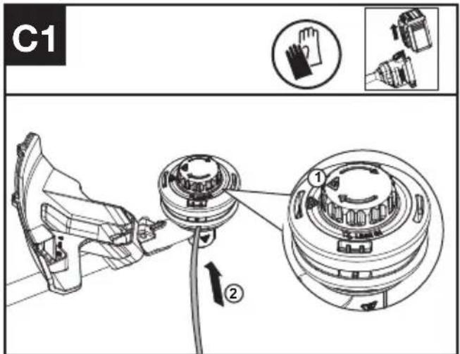 KRESS KAC105 - Lindning av trimmertråd (Se Figur C1, C2, C3) - 1