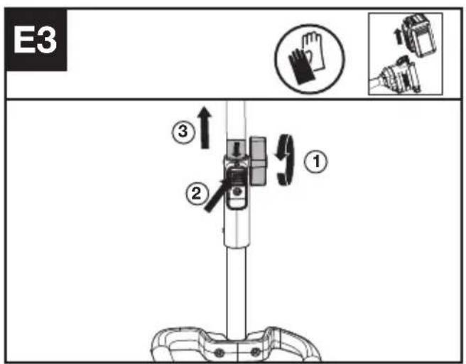 KRESS KAC105 - Montering och demontering av krafthuvudtillsatsen. (Se Figur E1, E2, E3) - 3