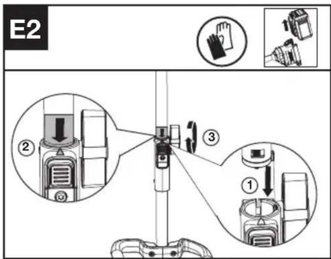 KRESS KAC105 - Montering og afmontering af tilbehør på motorenhed. (se fig. E1, E2, E3) - 2