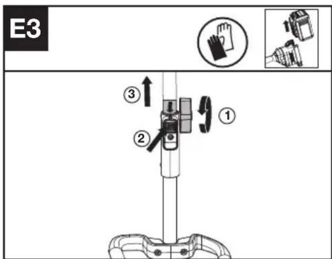 KRESS KAC105 - Montering og afmontering af tilbehør på motorenhed. (se fig. E1, E2, E3) - 3