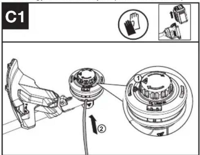 KRESS KAC105 - Tekerje le a trimmer vonalát (Lásd C1, C2, C3. ábrá) - 1