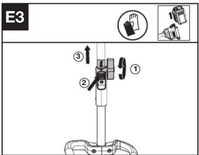 KRESS KAC105 - Montagem e desmontagem do acessório da cabeça motorizada. (ver a Fig. E1, E2, E3) - 3