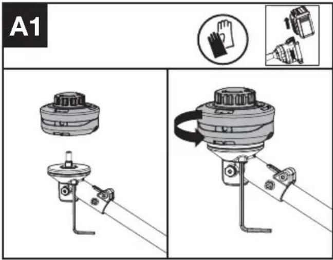 KRESS KC120.9 - Montering av skärhuvudet (Se Figur A1) - 1