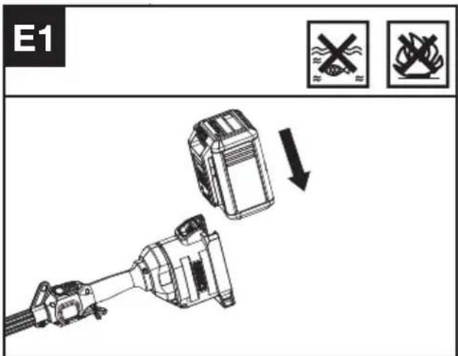 KRESS KC120.9 - Het accupack verwijderen of plaatsen (Zie Afb. E1, E2) - 1