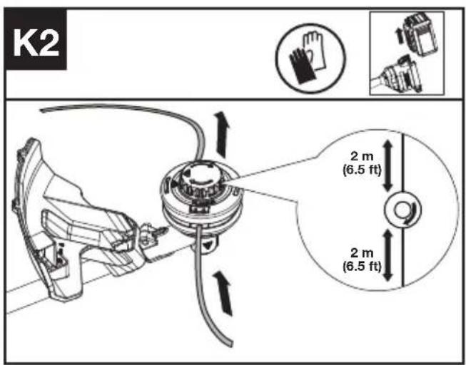 KRESS KC120.9 - Avvolgimento filo di taglio (Vedi Fig. K1, K2, K3) - 2