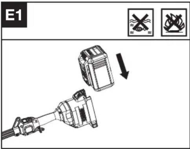 KRESS KC120.9 - Installing &amp; removing the battery pack (See Fig. E1, E2) - 1