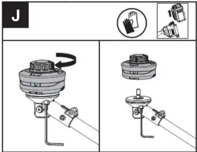 KRESS KC120.9 - Sätta tillbaka trimmerhuvudet (Se Figur J) - 2