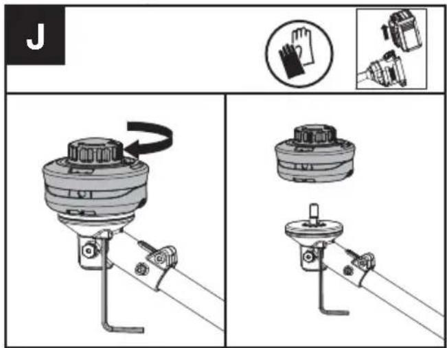 KRESS KC120.9 - Remplacement de la tête de coupe (voir Fig. J) - 2