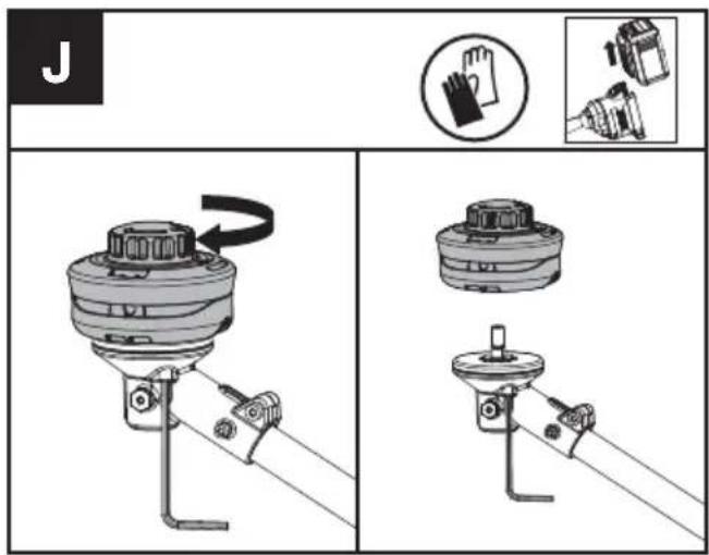 KRESS KC120.9 - Ersetzen des Trimmerkopfes (siehe Abb. J) - 3