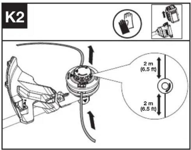 KRESS KC120.9 - Enrolando a linha do aparador (Veja Figura. K1, K2, K3) - 2