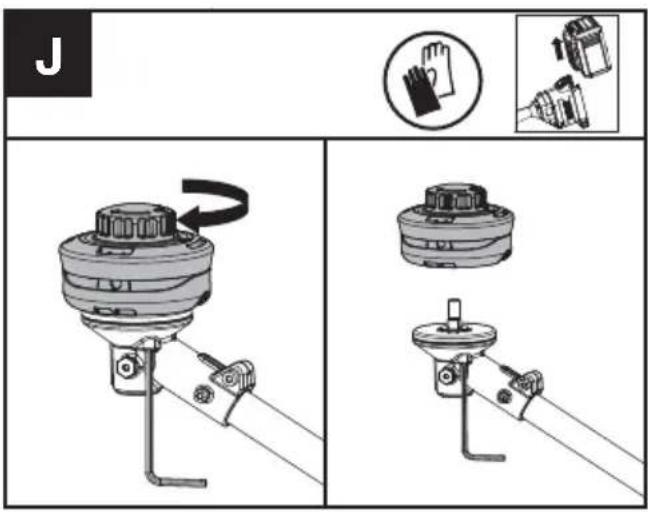 KRESS KC120.9 - Trimmerin pään vaihto (katso kuva J) - 3