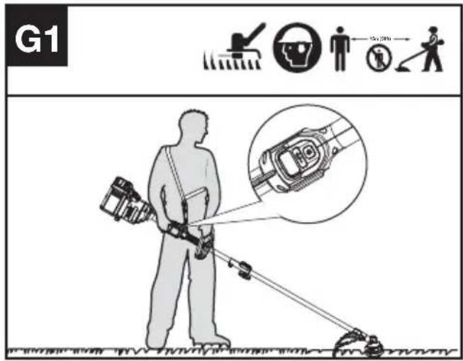 KRESS KC120.9 - FUNZIONAMENTO: Avvio del decespugliatore (Vedi Fig. G1, G2) - 1