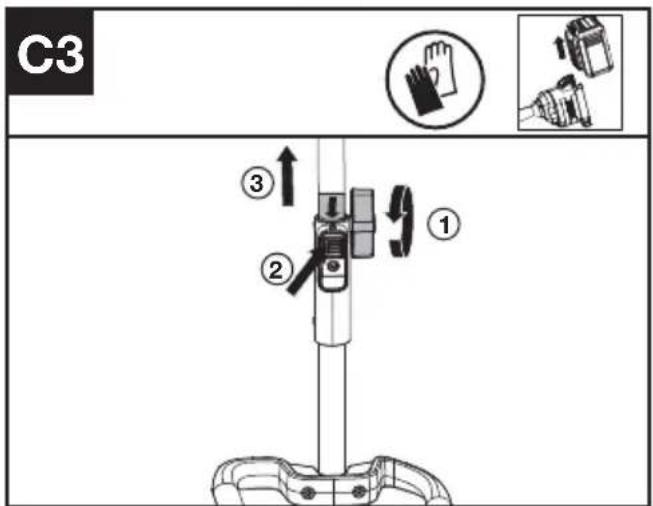 KRESS KC120.9 - Monteren en demonteren van de trimmer (Zie afb. C1, C2, C3) - 3