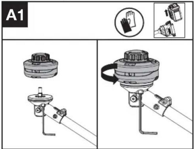 KRESS KC120.9 - Montare la testa di taglio. (vedi Fig. A1) - 1