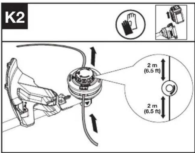 KRESS KC120.9 - Den Trimmerfaden aufwickeln (Siehe Abb. K1, K2, K3) - 2