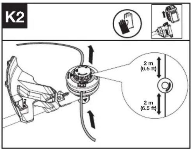 KRESS KC120.9 - Enrollando el hilo del cortabordes (Ver Fig. K1, K2, K3) - 2