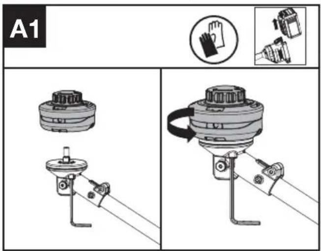KRESS KC120.9 - Monter la tête de coupe. (voir Fig. A1) - 1