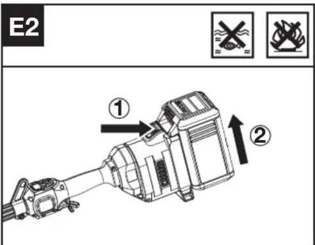 KRESS KC120.9 - Het accupack verwijderen of plaatsen (Zie Afb. E1, E2) - 2
