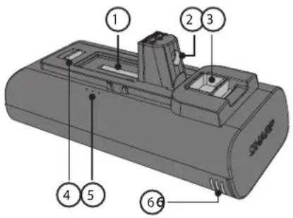 SHARP VC-SV28AEU - Ubicación de las partes y conexión al adaptador de CA para la carga - 1