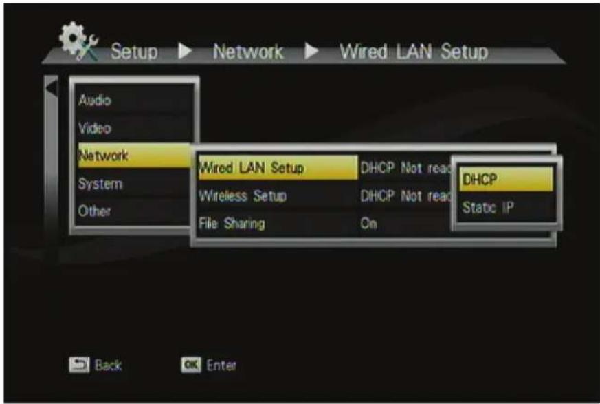 VIEWSONIC VMP73 - Paramétrage du réseau cable > DHCP - 1