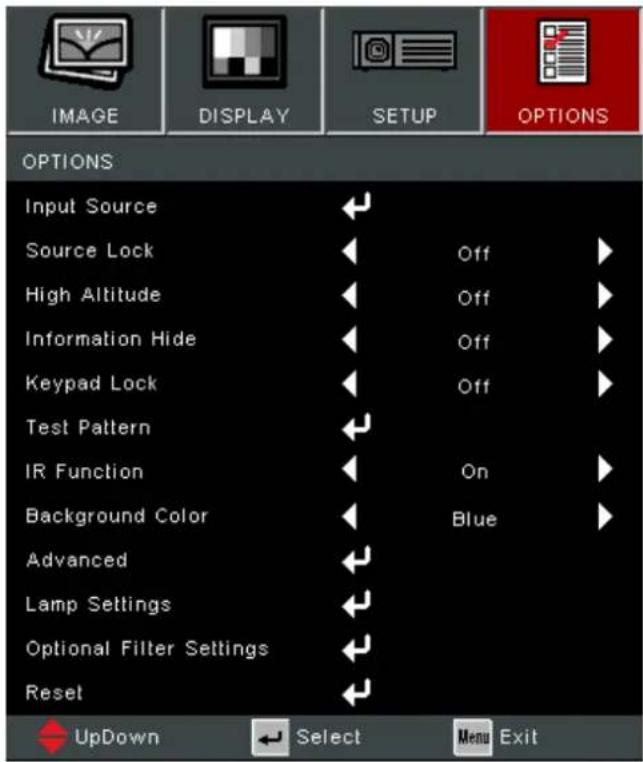 VIEWSONIC PA700WC - Menu Options - 1