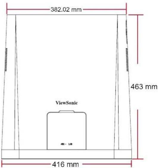 VIEWSONIC TX500K - 投影尺寸 - 2