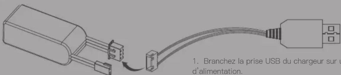 1. Branchez la prise USB du chargeur sur u d'alimentation.