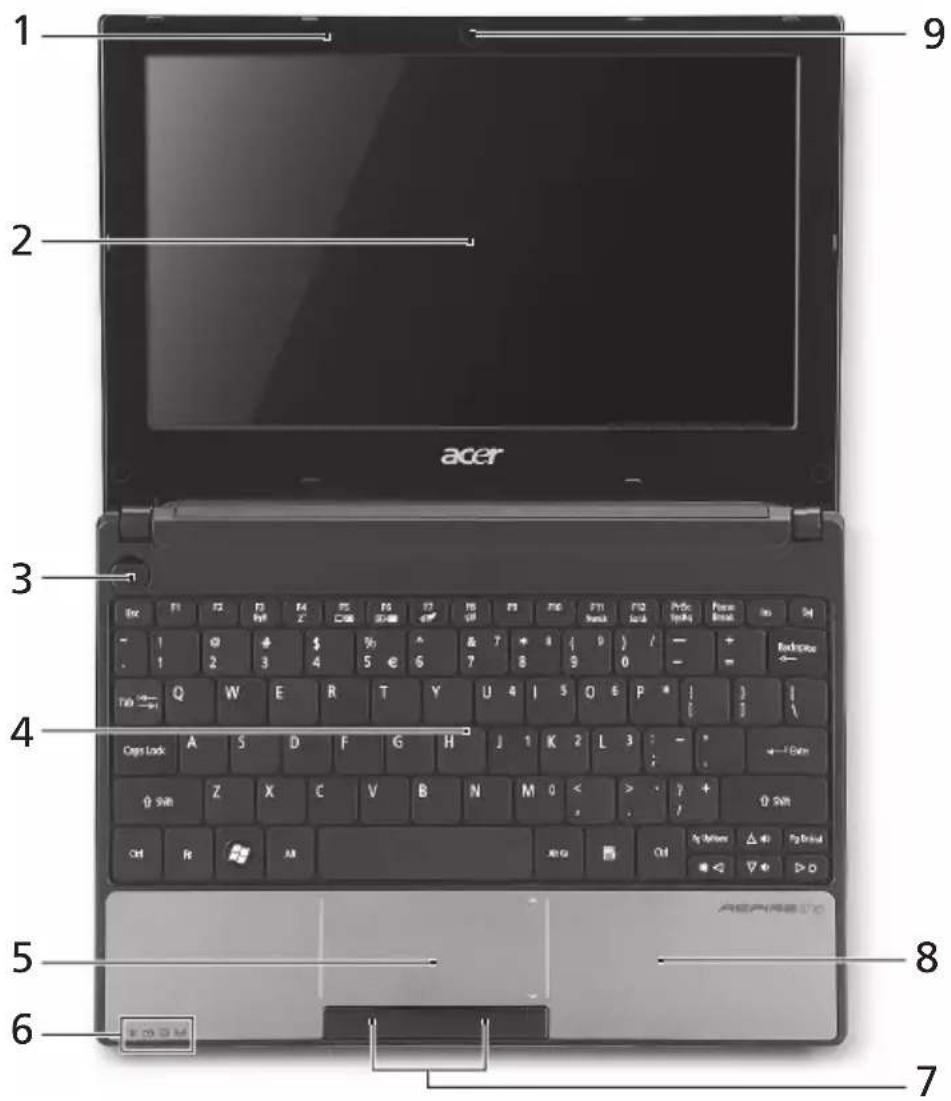 ACER Aspire One 531h - 俯视图 - 1