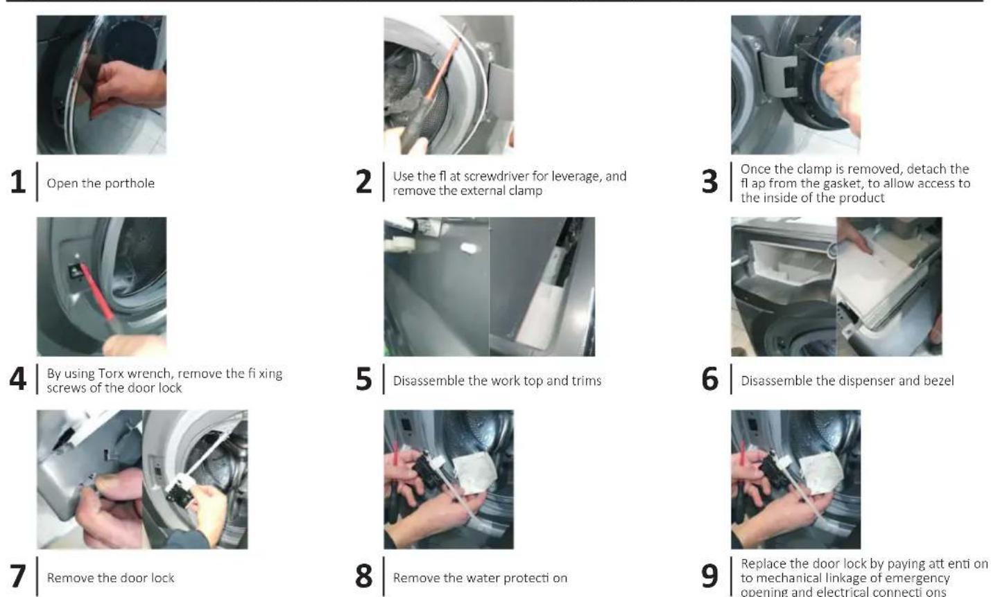 HAIER I-Pro Series 7 HWD120-B14979S - DOOR LOCK | TYPE 2 TOOLS - CROSS-HEADED SCREWDRIVER, TONG, FLAT SCREWDRIVER - 1