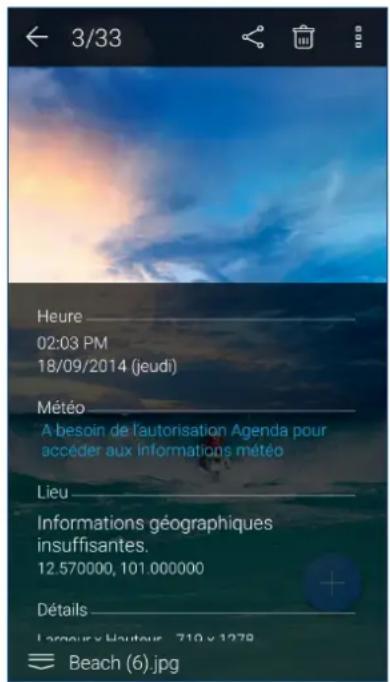 ASUS Zenfone 5 Selfie Pro - Visualiser les informations de localisation d'une photo - 1