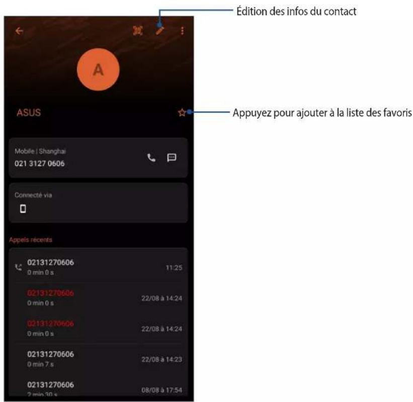 ASUS ROG Phone ZS661KS - Personnaliser le profil d'un contact - 1