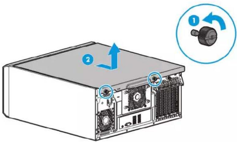 HP ProLiant ML110 G9 - Retrait du panneau d'accès - 4
