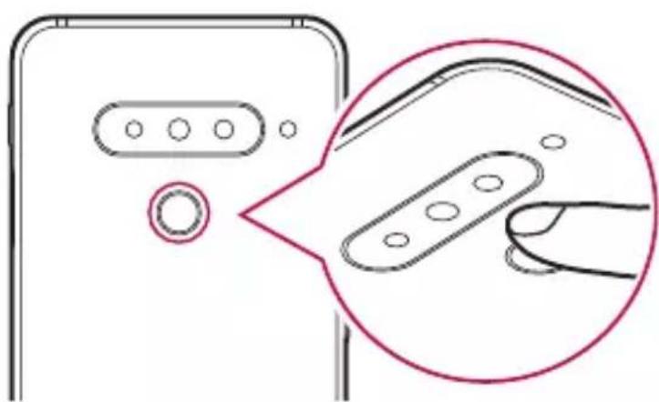 LG ThinQ G8S - Localice el sensor de huellas digitales en la parte trasera del dispositivo y coloque el dedo suavemente sobre él para registrar la huella digital. - 2