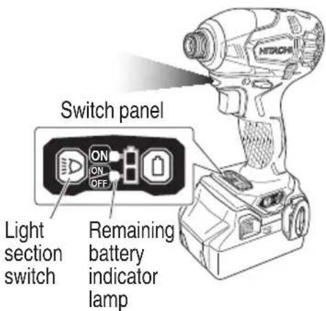 HITACHI WH18DBDL2 - How to use the LED light - 1
