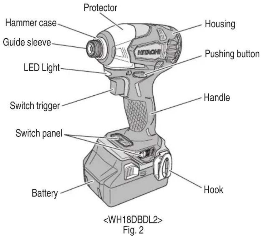 HITACHI WH18DBDL2 - NAME OF PARTS - 1