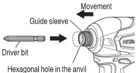 HITACHI WH18DBDL2 - Installing the bit - 1