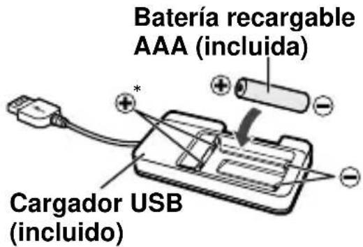 PANASONIC RP-BTGS10 - Colocar la batería recargable en el cargador USB - 1