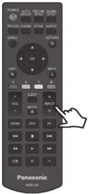 POWER AUTO ADJUST PICTURE STYLE SOUND STYLE PICTURE SOUND SETUP ASPECT MENU RETURN EXIT INFO R G Y B SLEEP A VOL MUTE INPUT - HDMI DVI PC USB H Panasonic DEPLAY