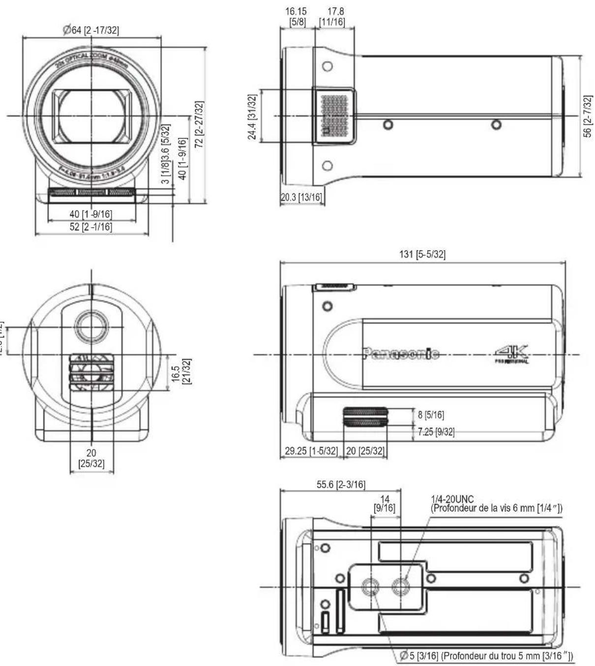 PANASONIC AG-UCK20G - Aspect extérieur (Unité: mm [pouce]) - 1
