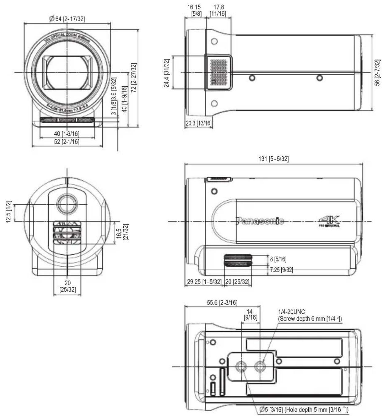 PANASONIC AG-UCK20G - Appearance (Unit: mm [inch]) - 1