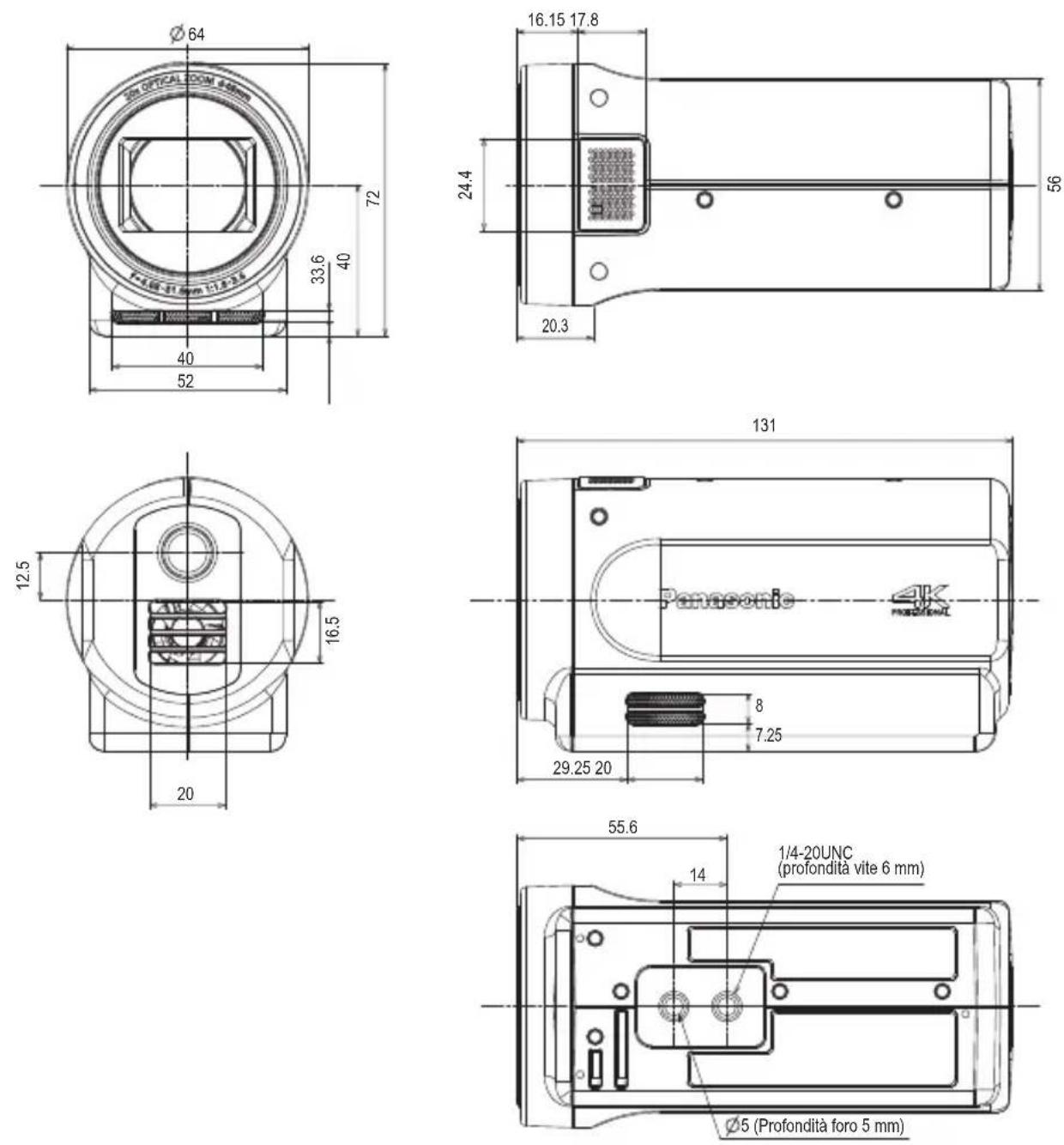 PANASONIC AG-UCK20G - Aspetto (Unità: mm) - 1